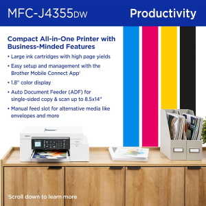 Alternative view of Brother INKvestment 4355 Wireless Color Inkjet All-in-One Printer with 1.8” Color Display and Manual Feed Slot