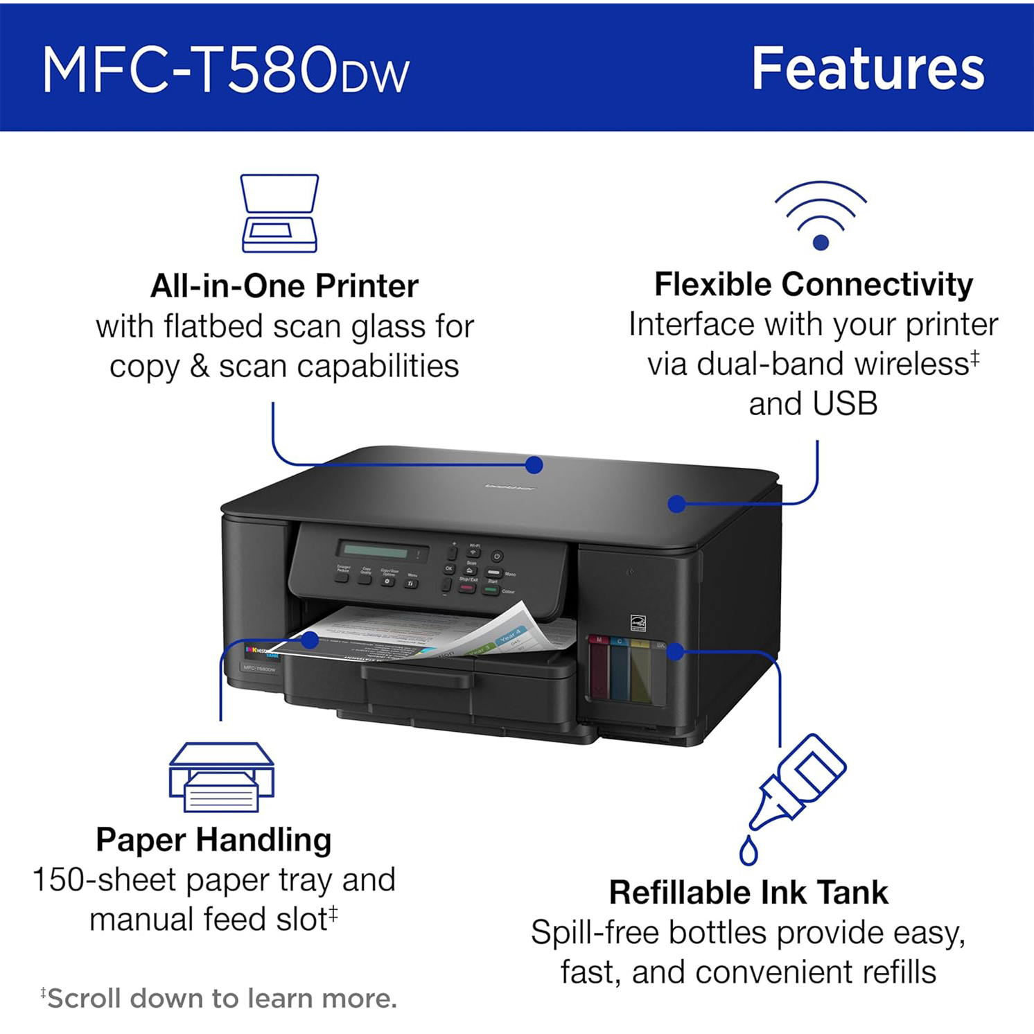 Brother INKvestment Tank 580 Wireless Color Inkjet All-in-One Printer - Image 6