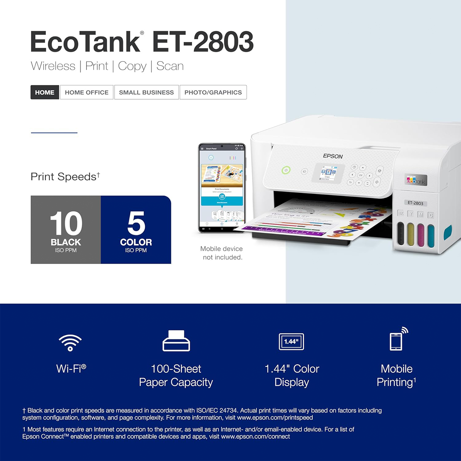 Epson EcoTank ET-2800 Wireless Color All-in-One Cartridge-Free Supertank with Scan and Copy, The Ideal Basic Home Printer - Image 3